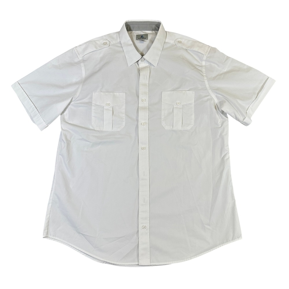 A Cut Above Cirrus Pilot Shirt White Short Sleeve Relaxed Fit 18.5 Tall AB32M5